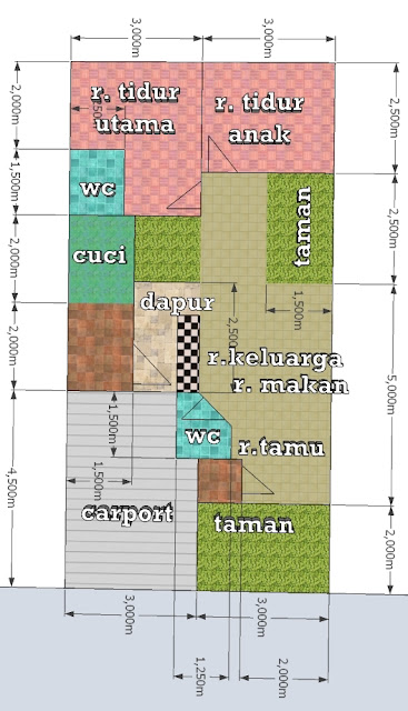 Desain Rumah Minimalis Ukuran 6 x 12 m  Desain Denah Rumah Terbaru 