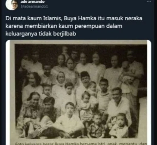 Dosen Universitas Indonesia Ade Armando sebut Buya Hamka masuk neraka.