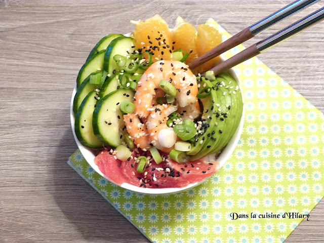 Poke bowl à la crevette marinée