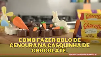 Como Fazer Bolo de Cenoura na Casquinha de Chocolate para essa Pascoa.