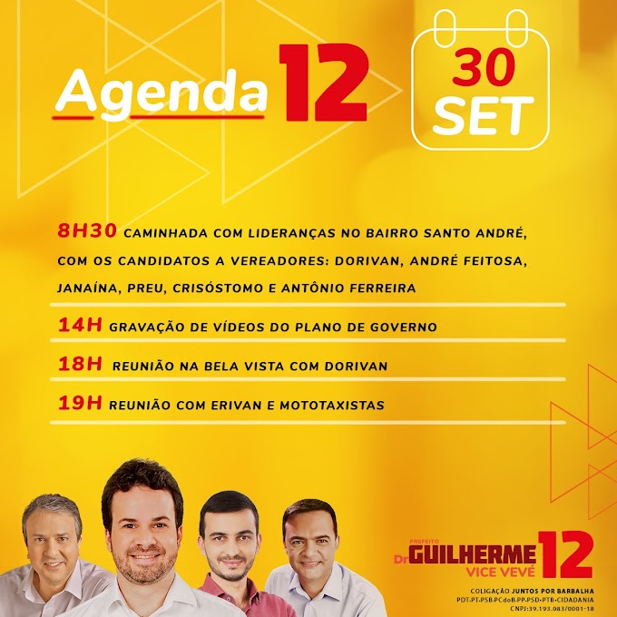 Agenda Candidato - Dr. Guilherme e Vevé (30/09), em Barbalha