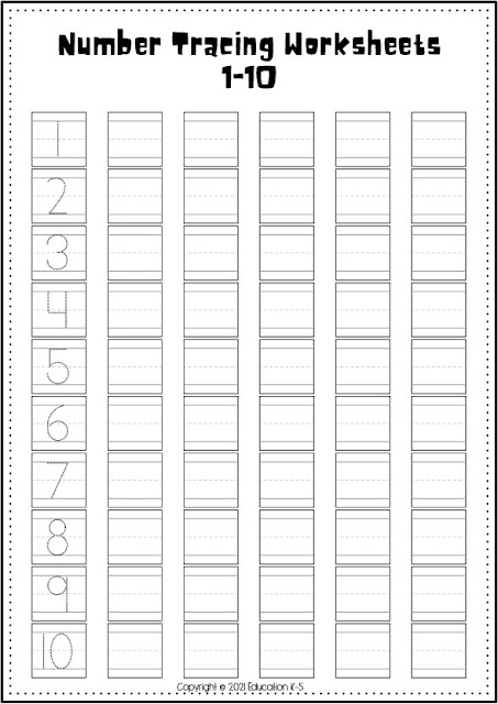 free number tracing worksheets