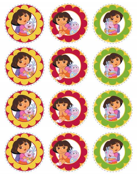 Dora Princesa: Toppers y Wrappers para Cupcakes para Imprimir Gratis.