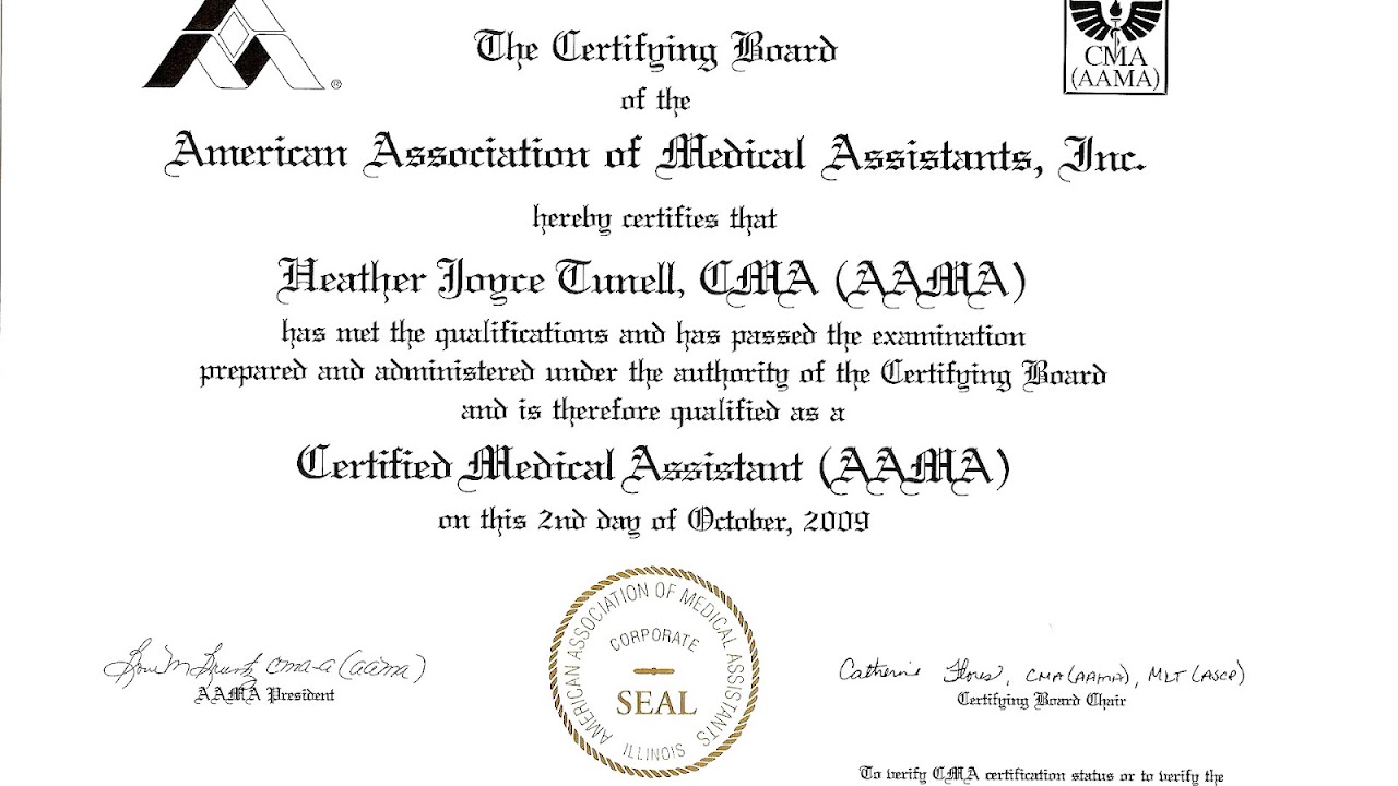 Certified Medical Assistant Certificate Medicine