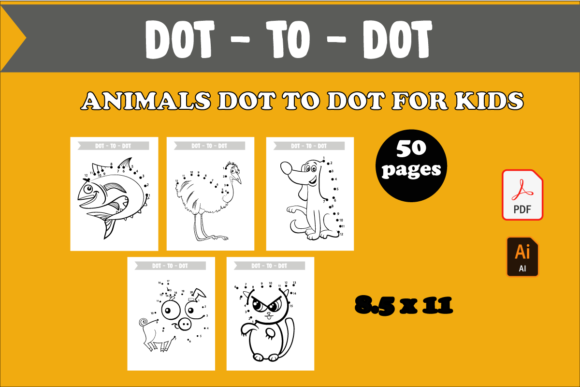 Download 50 Animals Dot to Dot Activity for Kids for Cricut, Silhouette and Other Machine
