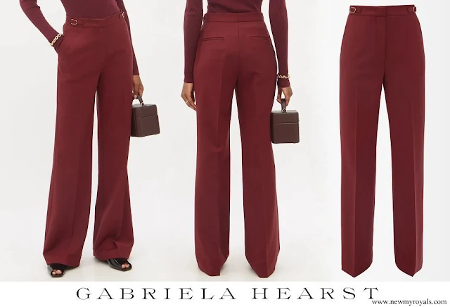 Crown Princess Mette-Marit wore GABRIELA HEARST Vesta flared wool-blend hopsack trousers