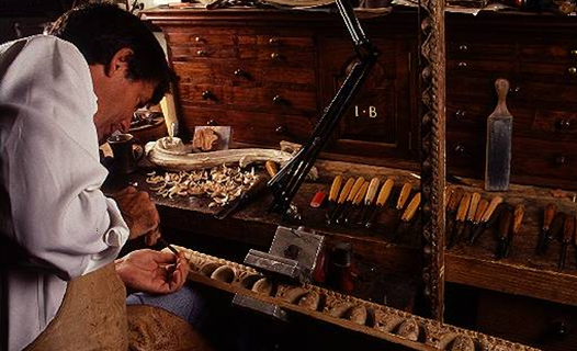 scripting on wood in carpentry workshop