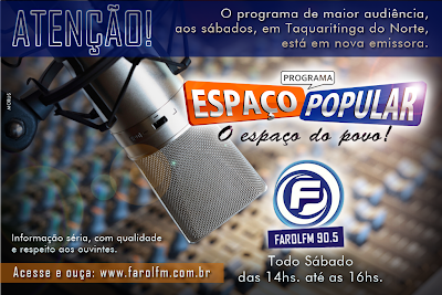 Todo sábado a partir das 14 horas na farol FM