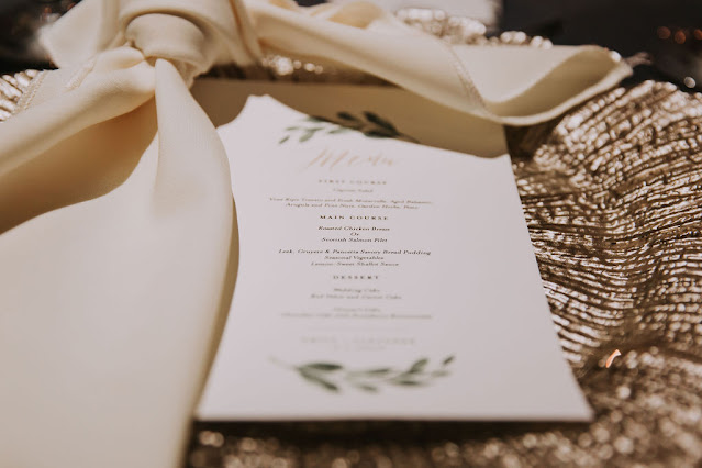 wedding menu card and napkin