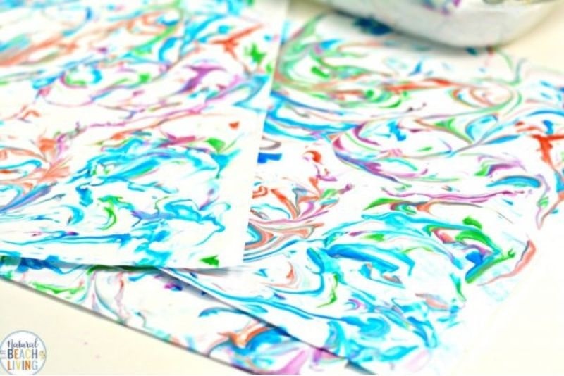 shaving cream marbled prints