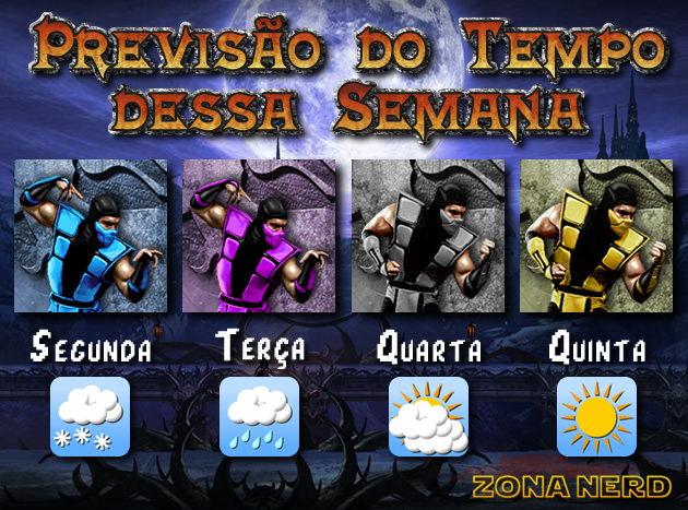 Ninjas do Mortal Kombat na previsão do tempo