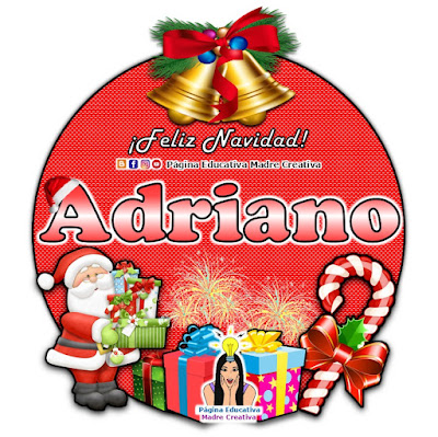 Nombre Adriano - Cartelito por Navidad nombre navideño