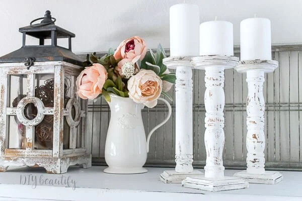 DIY candlesticks from spindles