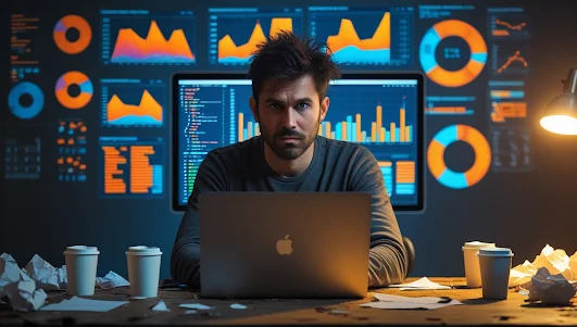 Flutter developer using DevTools to analyse app performance with code and charts on screen