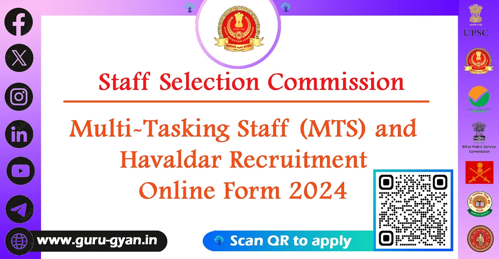 SSC Multi-Tasking Staff (MTS) and Havaldar Online Form 2024