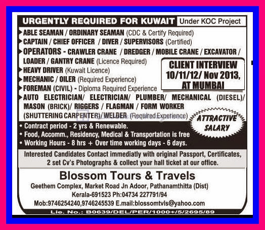 Urgently Required For Kuwait