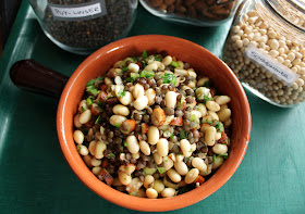 Oppskrift Bønnesalat Linsesalat Vegetarmat Veganmat Puylinser Soyabønner