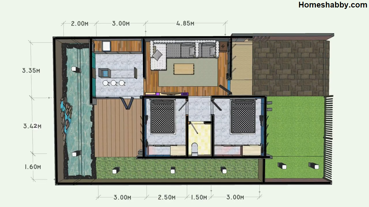 Desain Dan Denah Rumah Minimalis Type 54 Tampil Lebih Asri Lengkap Dengan Biaya Struktur Hanya 65 Jutaan Homeshabbycom Design Home Plans