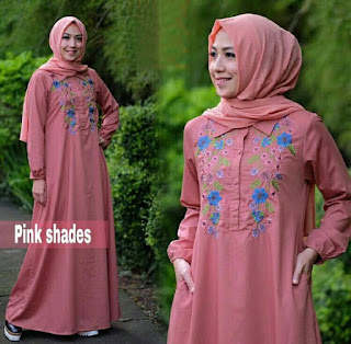 Zahra Maxi Bodir, Warna: Pink Shades Matt: katun yanded salur halus