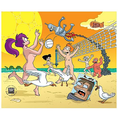 futurama en playa nudista