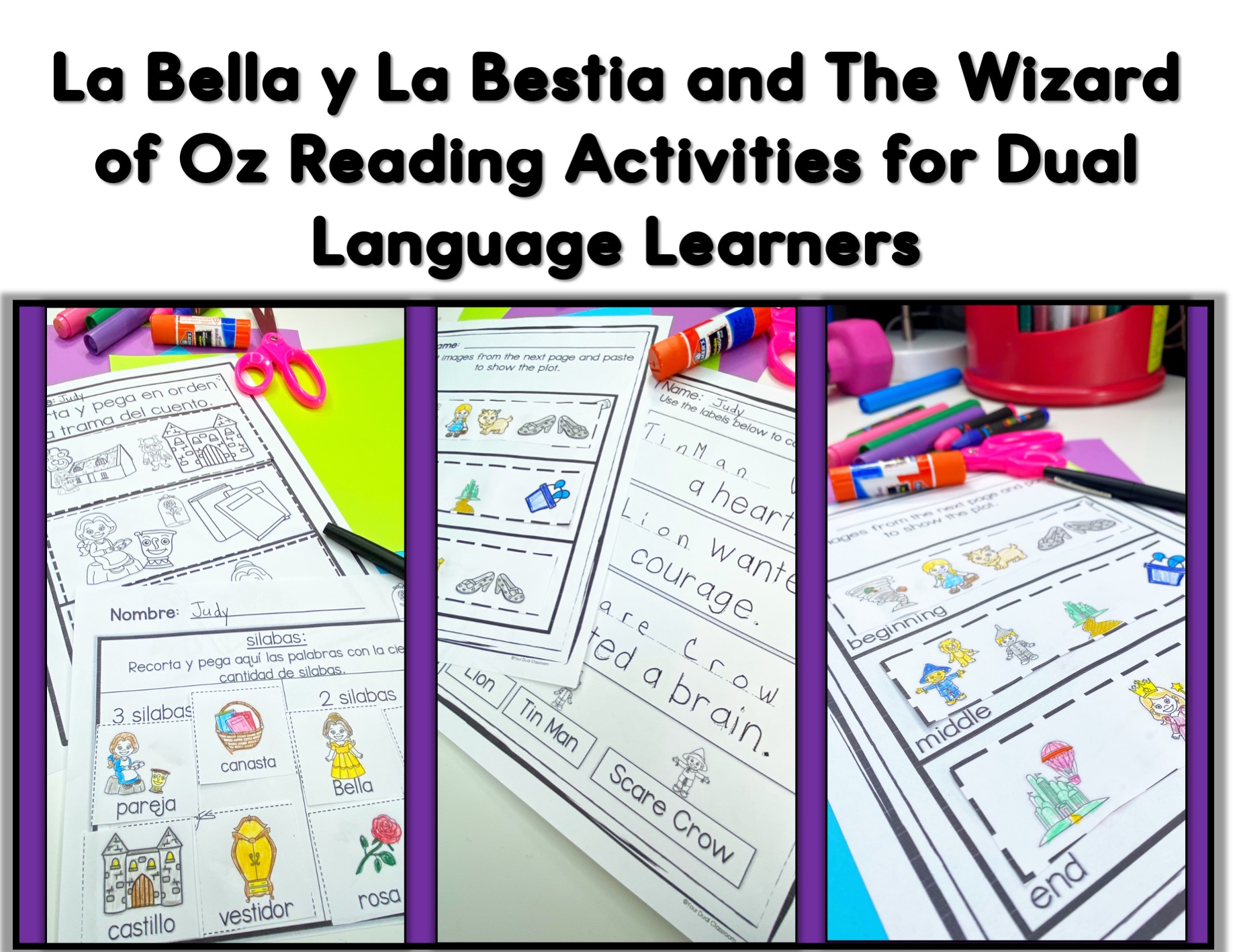 Image of activities for La Bella y La Bestia and The Wizard of Oz.