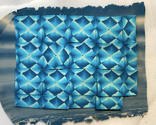 Plaque canne géométrique bleu beige stenna bijoux polymère