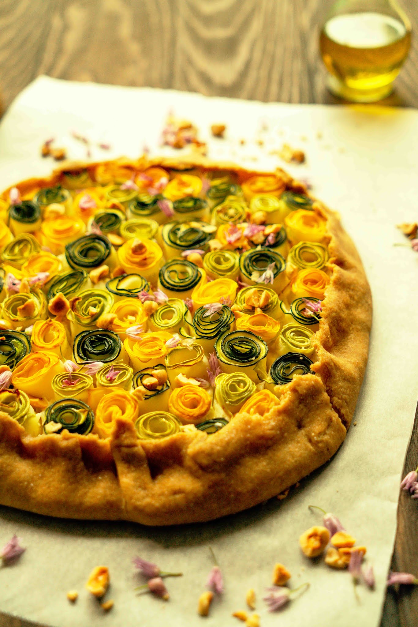 tarte légumes d'été , pate brisée huile d'olive