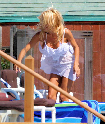 Pamela Anderson At Malibu Beach Tanning