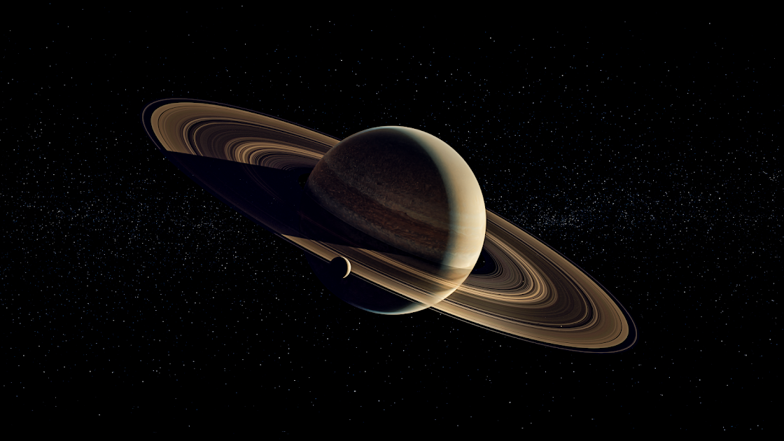 4K image capturing the stunning detail of Saturn and its intricate ring system against the backdrop of a starry space.