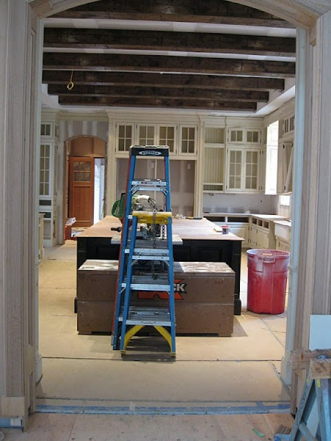 Under construction French chateau kitchen before shot by Enchanted Home