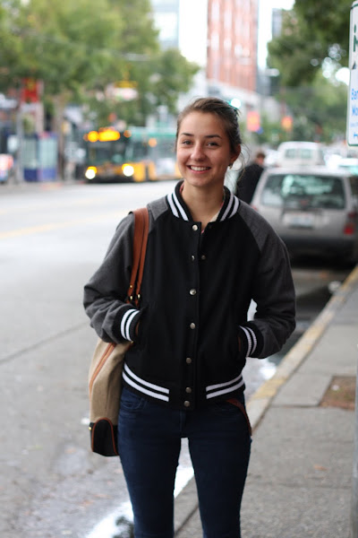 Seattle Street Style letterman jacket