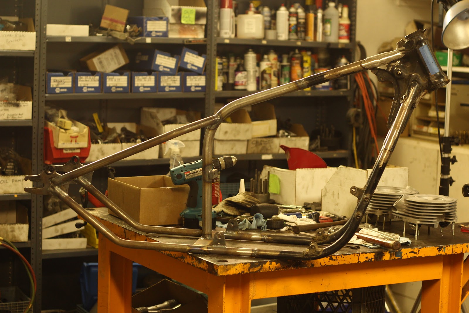 Old STF Cycle  Hardtail Honda cb750 frame part 3