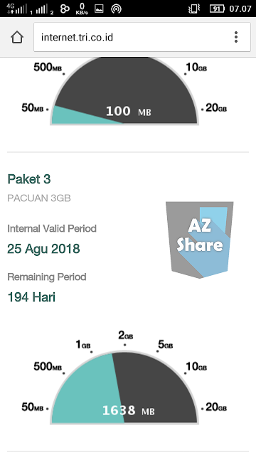 AZShare - Cara Mudah Cek Kuota Internet Three Dengan Browser - Extra 4