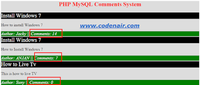 php mysql comment system