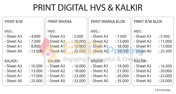 HARGA PriNTING kalkir dan hvs