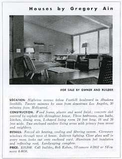 gregory ain - altadena - park planned homes - original arts and architecture advertisement, circa 1947