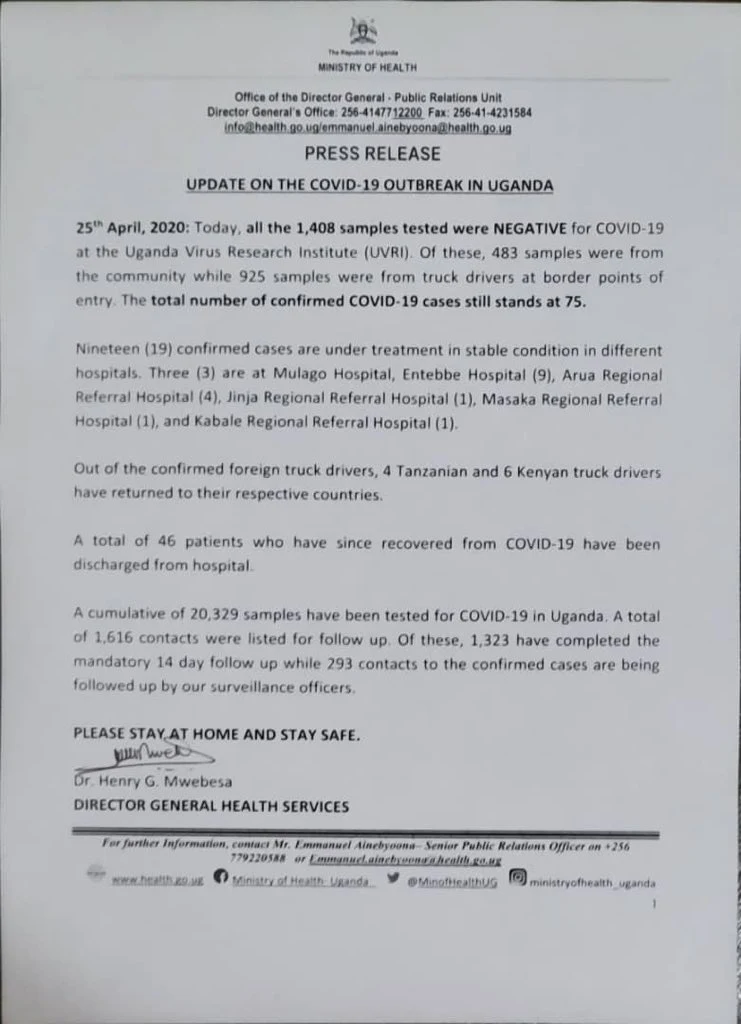 Uganda Ministry of health official on coronavirus 