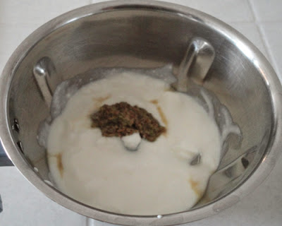 yogurt and ginger chilli cumin paste in mixer