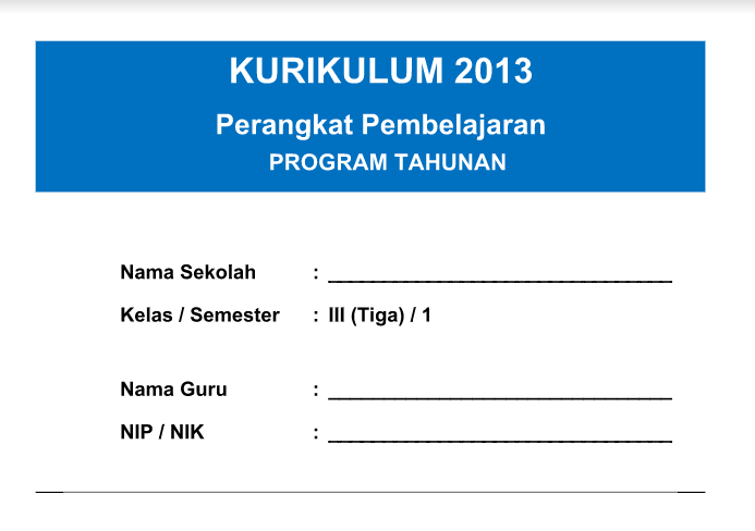 Download Prota Kelas 3 SD Kurikulum 2013 Semester 1 dan 2 