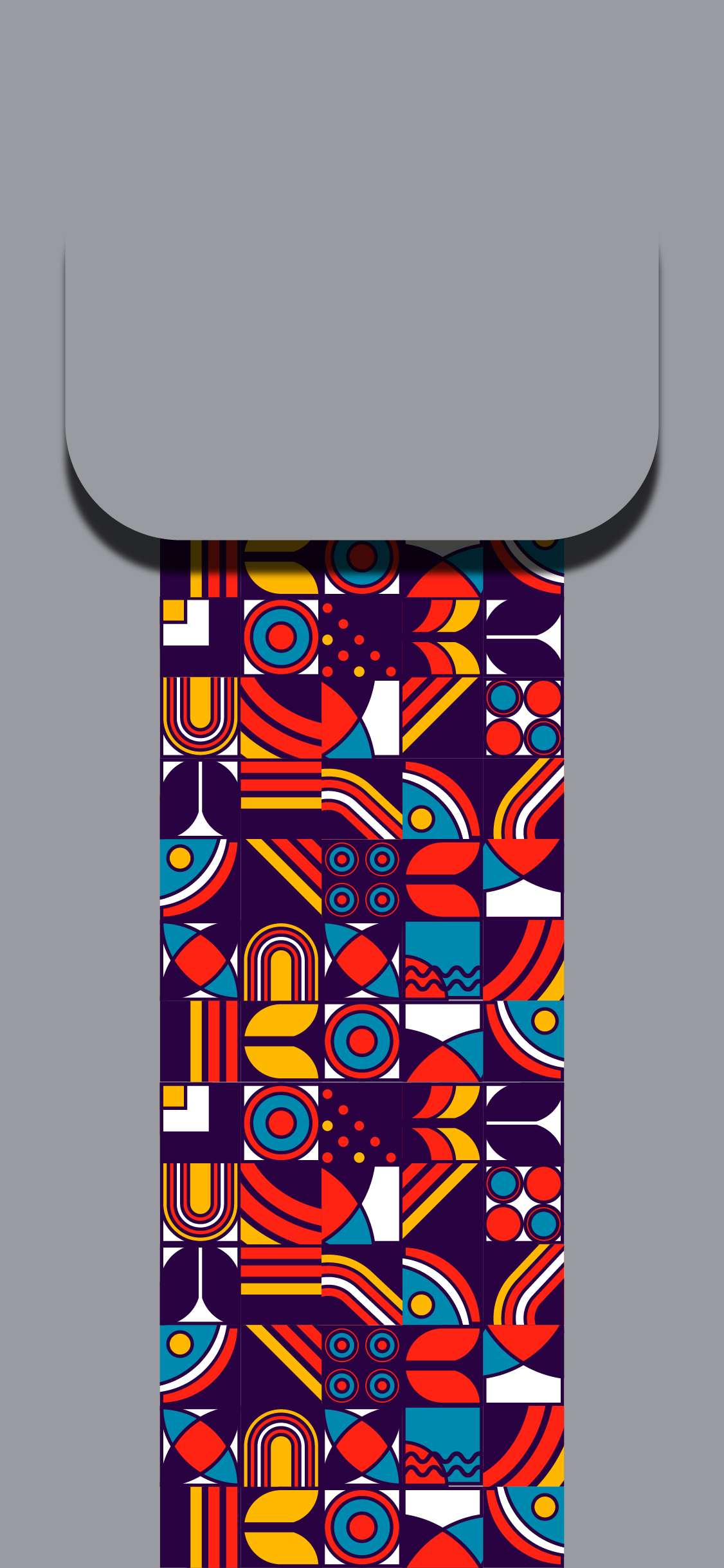 A vibrant and colorful abstract wallpaper featuring geometric shapes in red, blue, yellow, and white. Perfect for modern home decor. 110924geometriciphonewallpaper