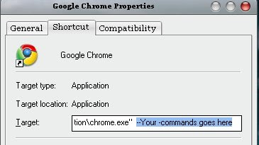 How to start chrome with user commands