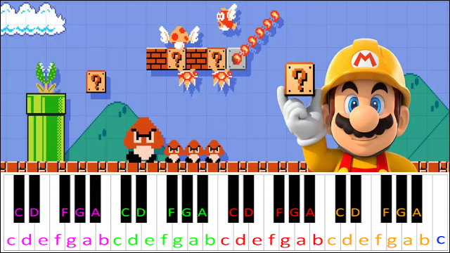 Super Mario Maker Theme Piano / Keyboard Easy Letter Notes for Beginners