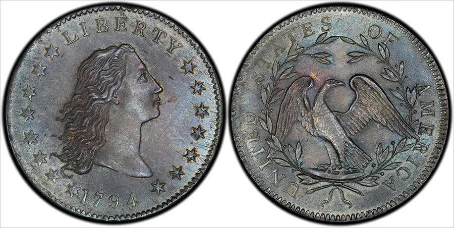 Монета серебряный доллар с распущенными волосами