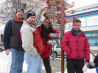 David Brodosi and friends in downtown Anchorage Alaska