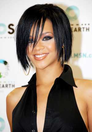 rihanna hairstyles bob. Singer Rihanna is at a