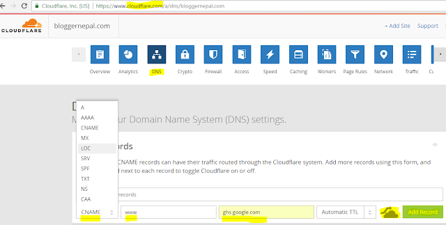 How to add .np domain in Blogger with https--cloudflare