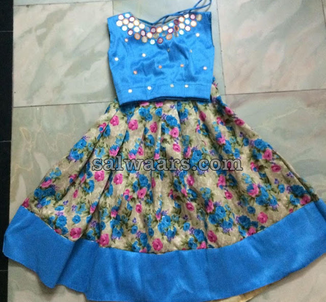 Blue Floral kids Lehenga