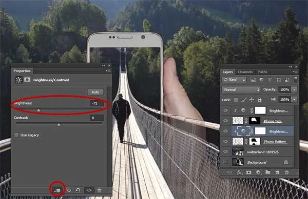 Drag the Brightness slider to the right or left depending on your image.