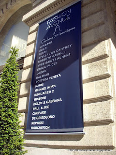 Sign with list of luxury brands in Bordeaux