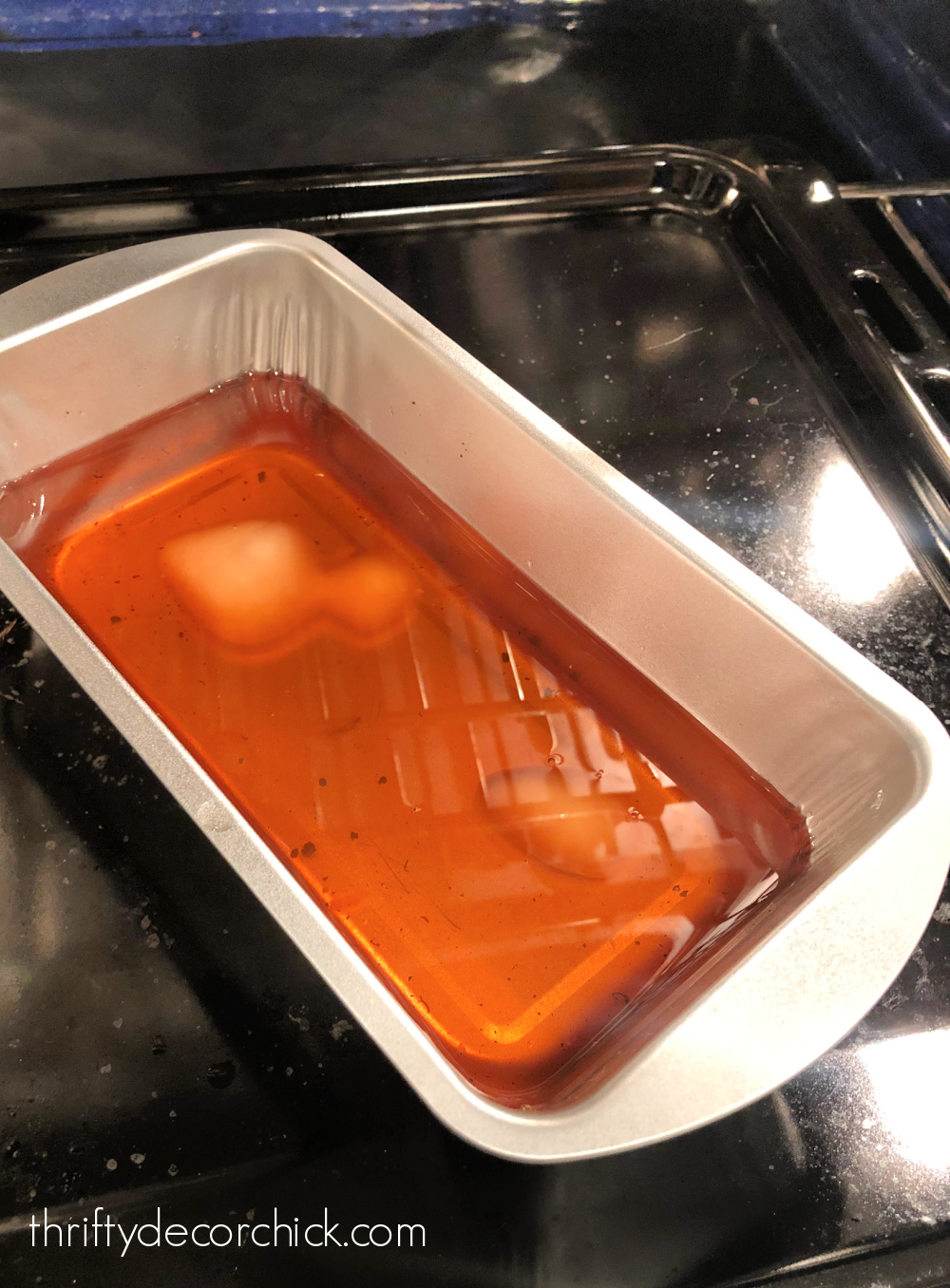 melting wax in oven pan